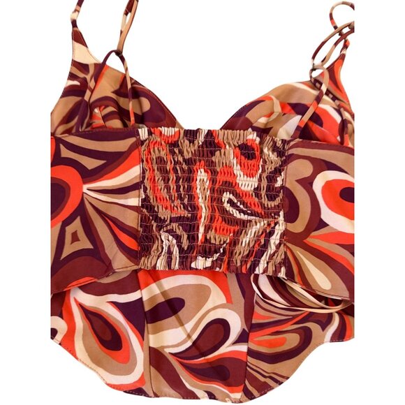 URBAN OUTFITTERS Retro 70s Print Corset Crop Tank Top Size Medium - Picture 2 of 6